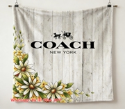Coach Yellow Floral Horse Carriage Flannel Throw Blanket C033